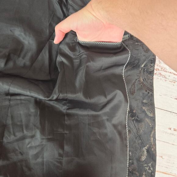 Cloudstyle Womens Black Velvet Blazer L Metallic Embossed Dark Academia Jacket - Picture 7 of 11